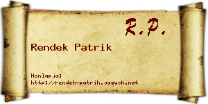 Rendek Patrik névjegykártya